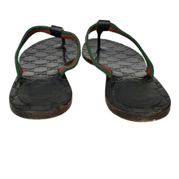 Gucci GG Web Stripe Thong Flip Flop Sandals - Picture 6 of 9